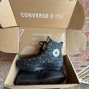 Custom Converse Black and Gold glitter High-Tops